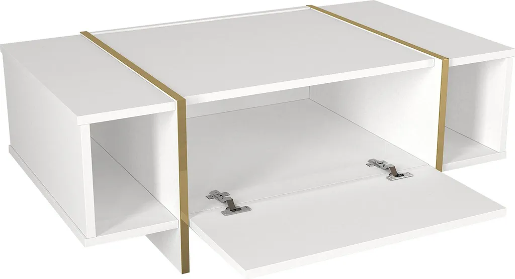 Table basse Tavak 104 cm blanc et or : fini le désordre dans le salon - 6