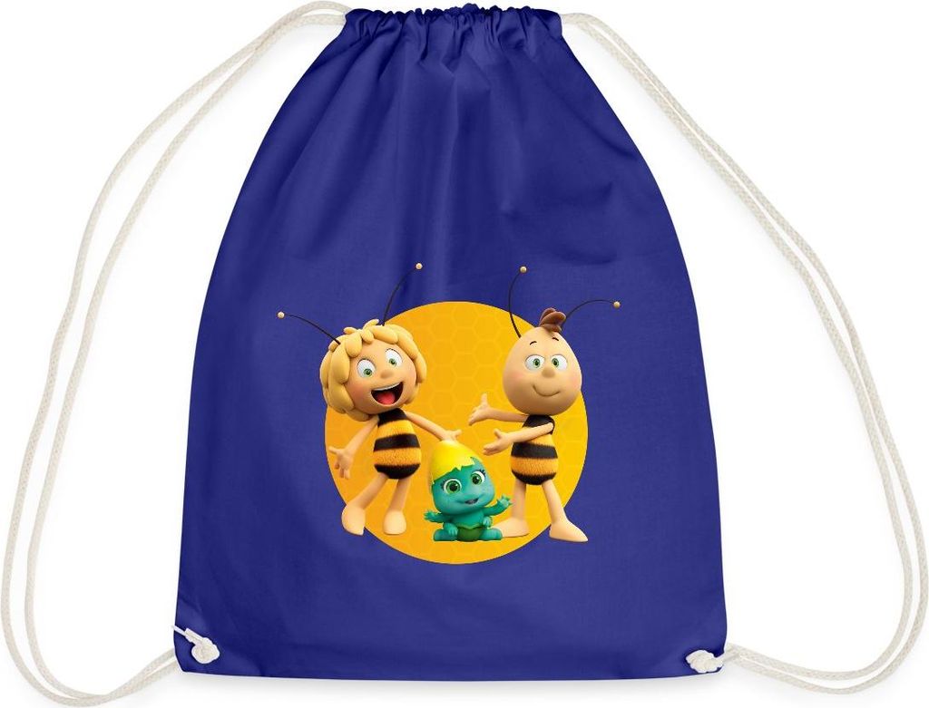 Spreadshirt Die Biene Maja 3 Maja Willi Smoosh Turnbeutel, One size, Königsblau