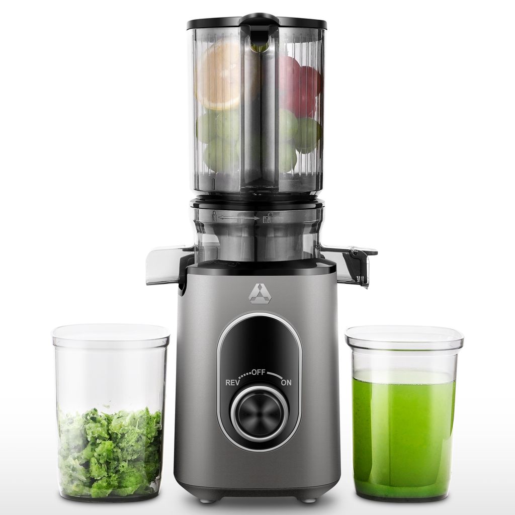 Amzchef Slow Juicer - 110 mm Große Öffnung, Entsafter für Gemüse und Obst, Triple-Filter System, BPA-frei, Leicht zu reinigen, Anti-Tropf Ventil