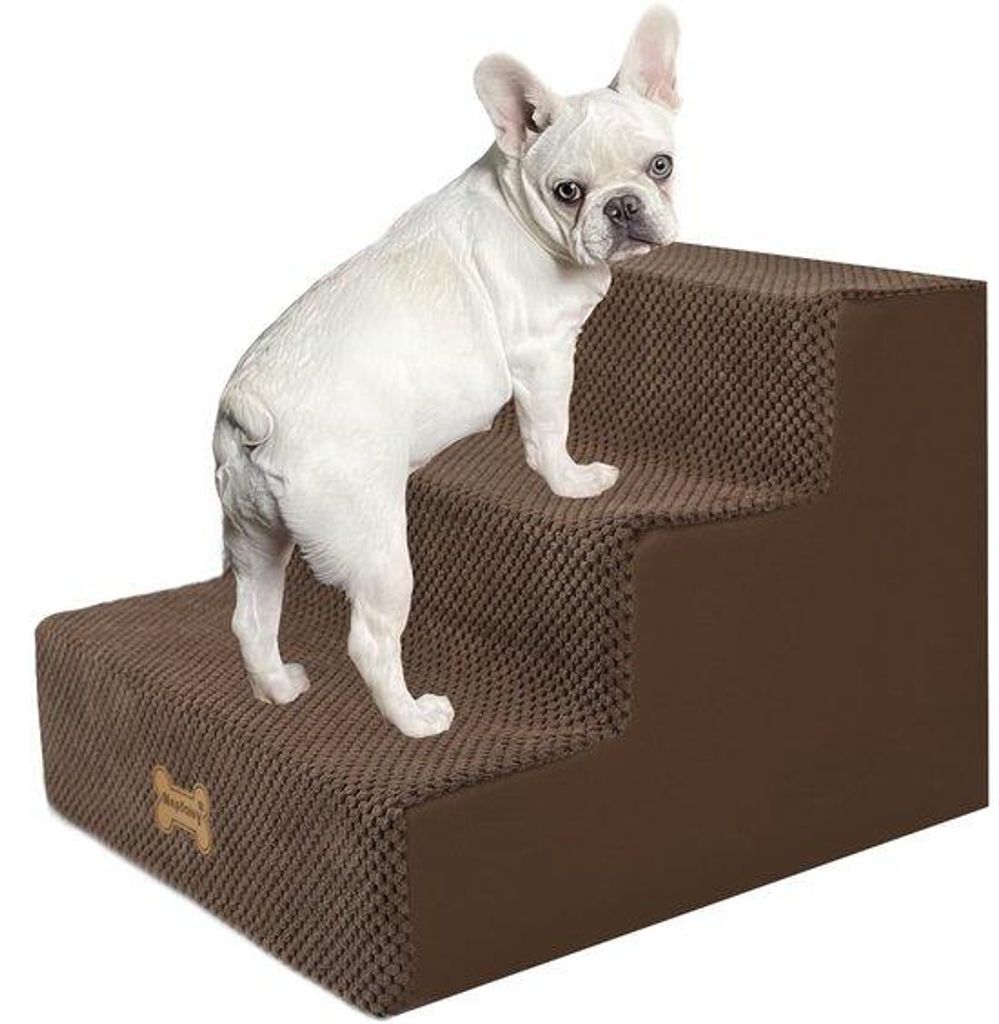 Hundetreppe 3-Stufen, hochdichtes Schaum, 45x40x34cm, rutschfest, waschbar