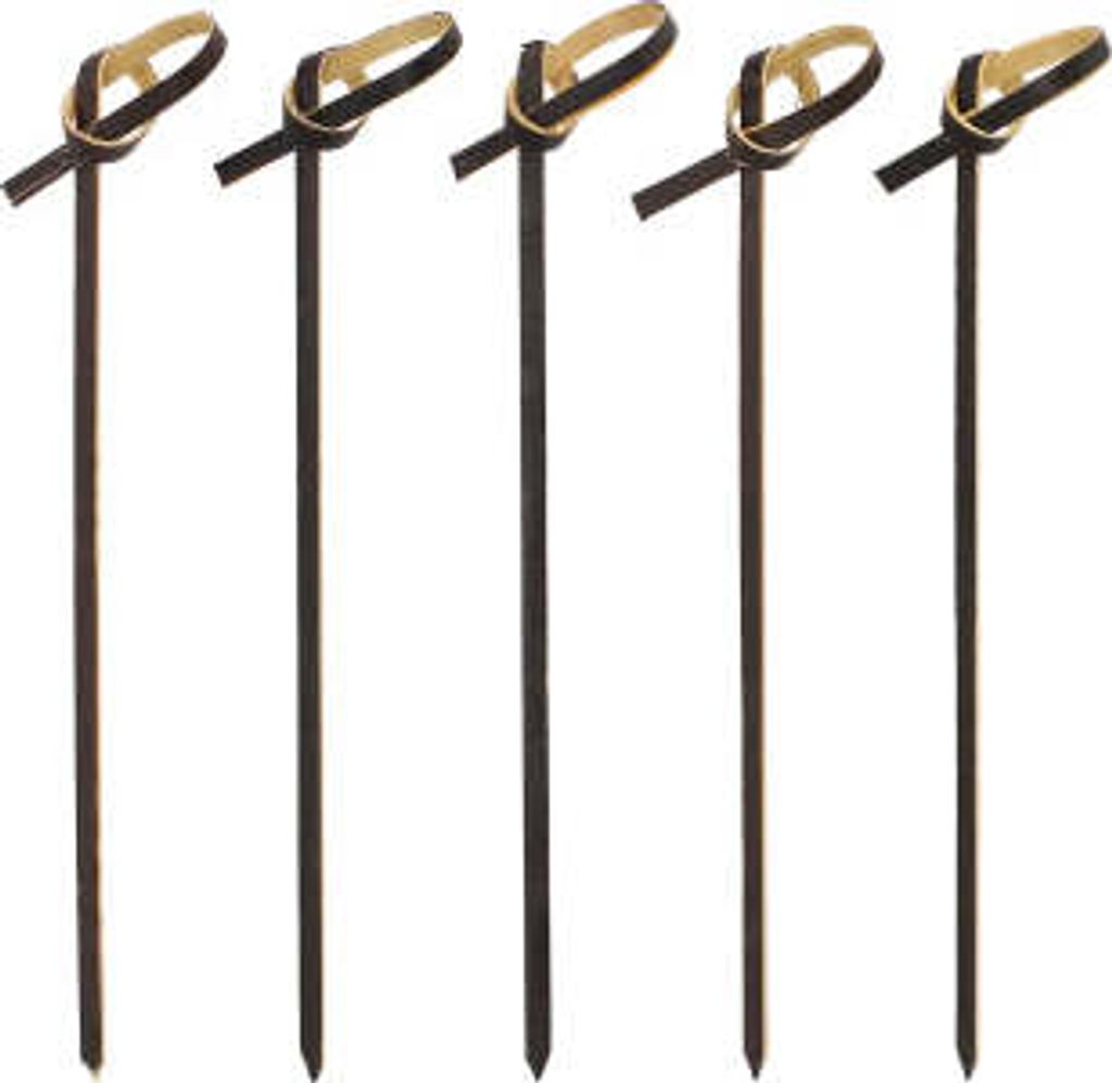 PAPSTAR Fingerfood-Picker 10 cm, schwarz mit Knoten-Design | Papptray (250 Stück)