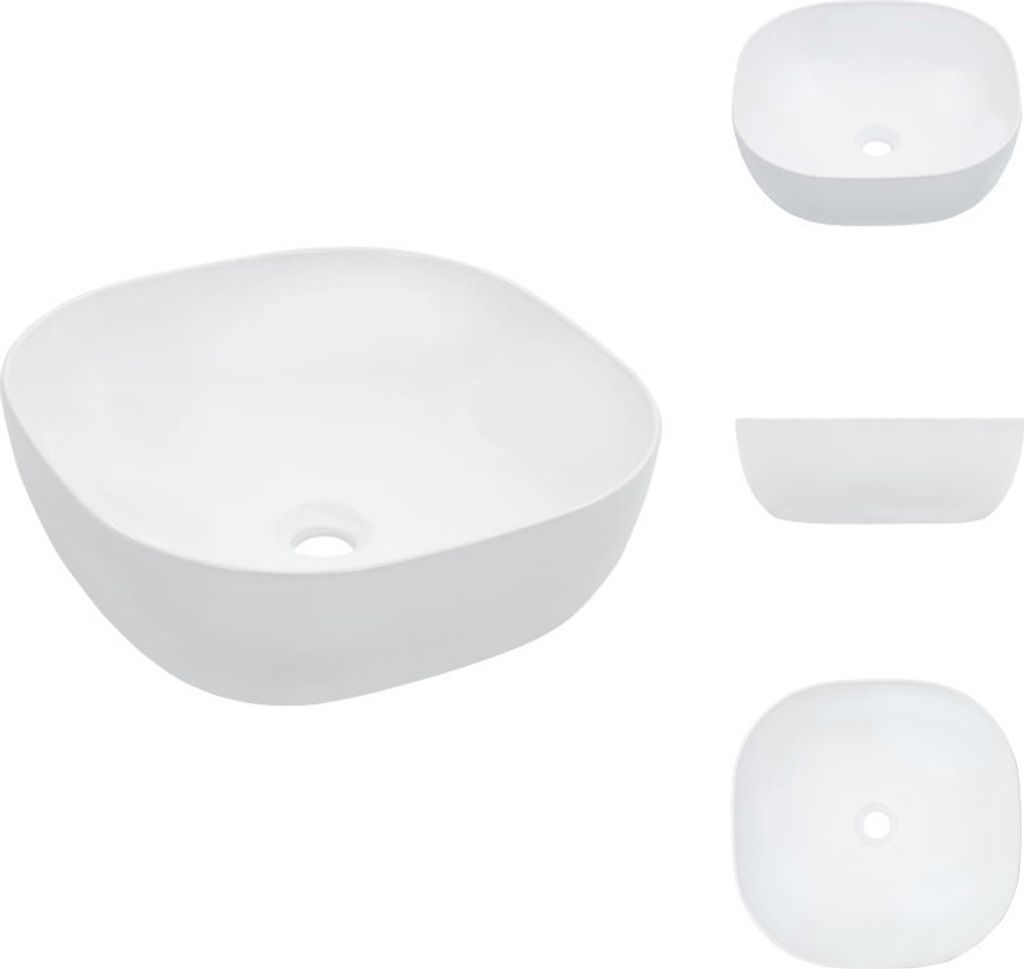 vidaXL Waschbecken 42,5 x 42,5 x 14,5 cm Keramik Weiß -  Produktbild 