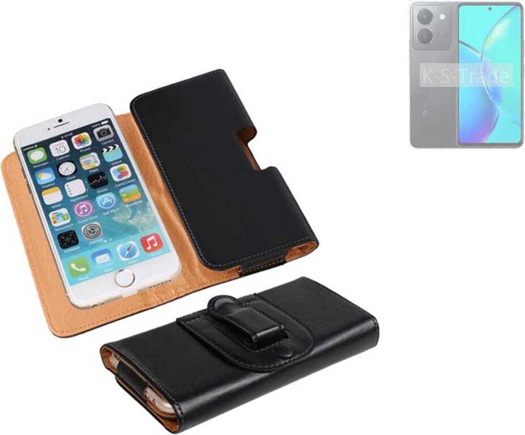 K-S-Trade Schützhülle Handyhülle kompatibel mit Vivo Y36t Holster Gürtel Tasche Schutzhülle Handy-Tasche Smartphone Case Seitentasche schwarz 1x