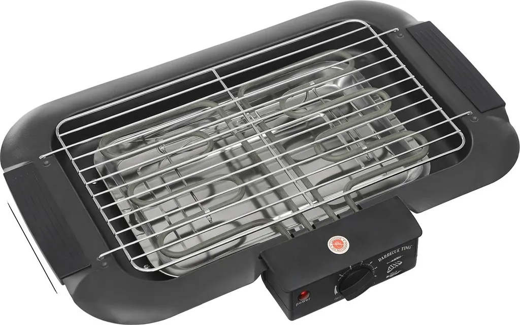 Gril électrique noir avec température réglable et surface antiadhésive