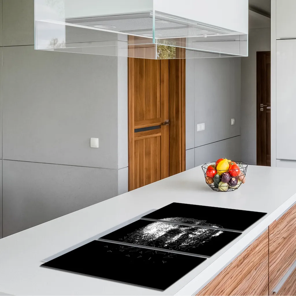 TMK Piastra Di Copertura Per Piano Cottura In Vetro Temperato 30x52 Cm – Protezione Anti-Schizzo, Tagliere E Sottopentola – Colore Nero