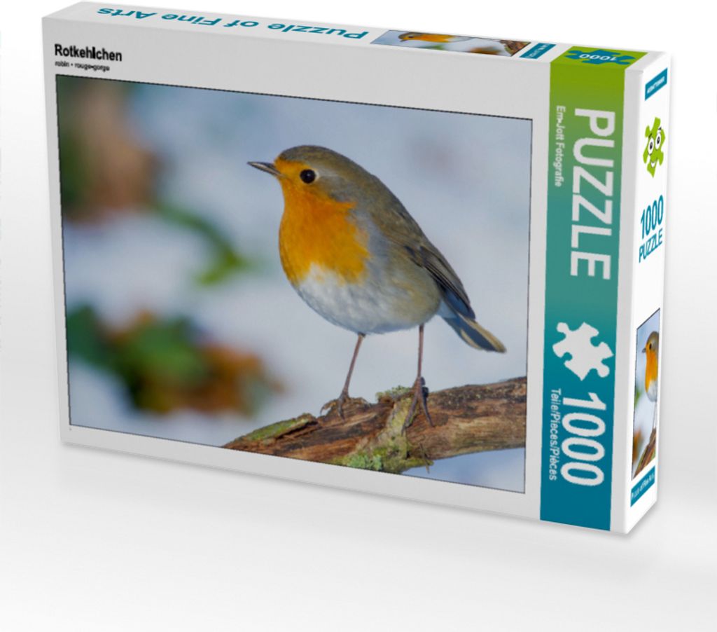 CALVENDO Puzzle Rotkehlchen 1000 Teile Puzzle quer | 1000 Teile Lege-Größe 64x48cm Foto-Puzzle für glückliche Stunden