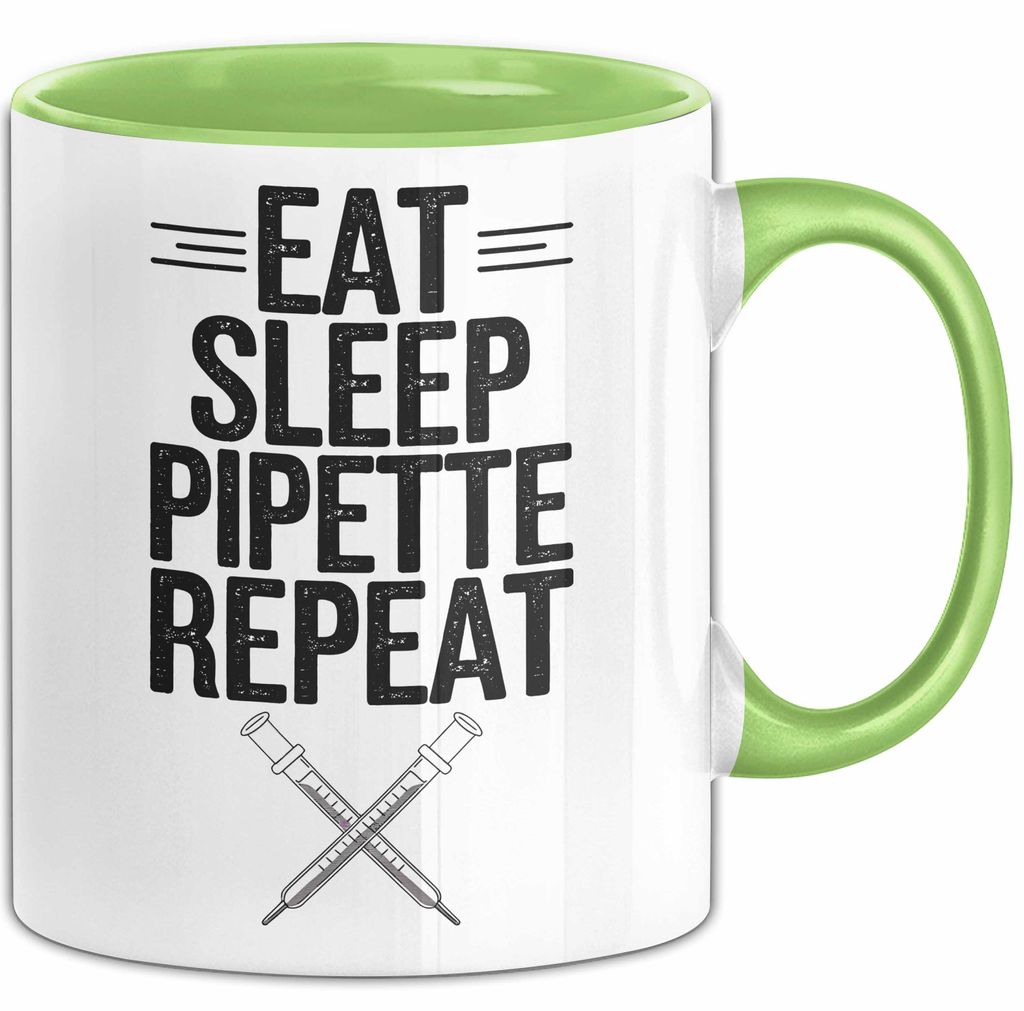 Biologe Tasse Geschenk Essen Schlafen Pipettieren (Grün)