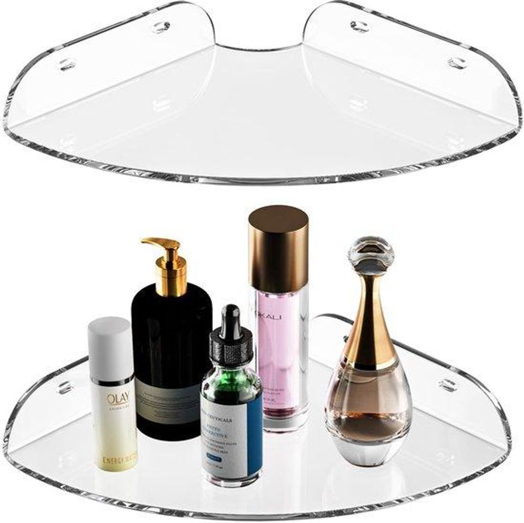 Acryl Hoekplank Set 18x18CM, Wandmontage, Transparante Wandorganizer für Bad, Küche, Schlafzimmer, Wohnzimmer, Esszimmer, Büro