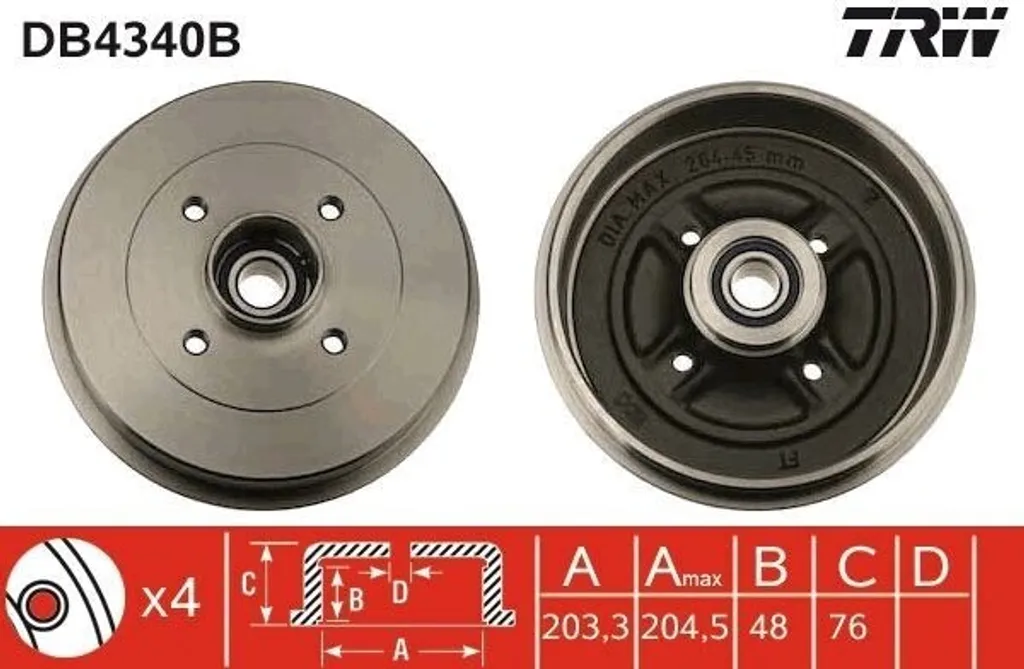Tambour de frein arrière avec roulement intégré pour Nissan Note E11