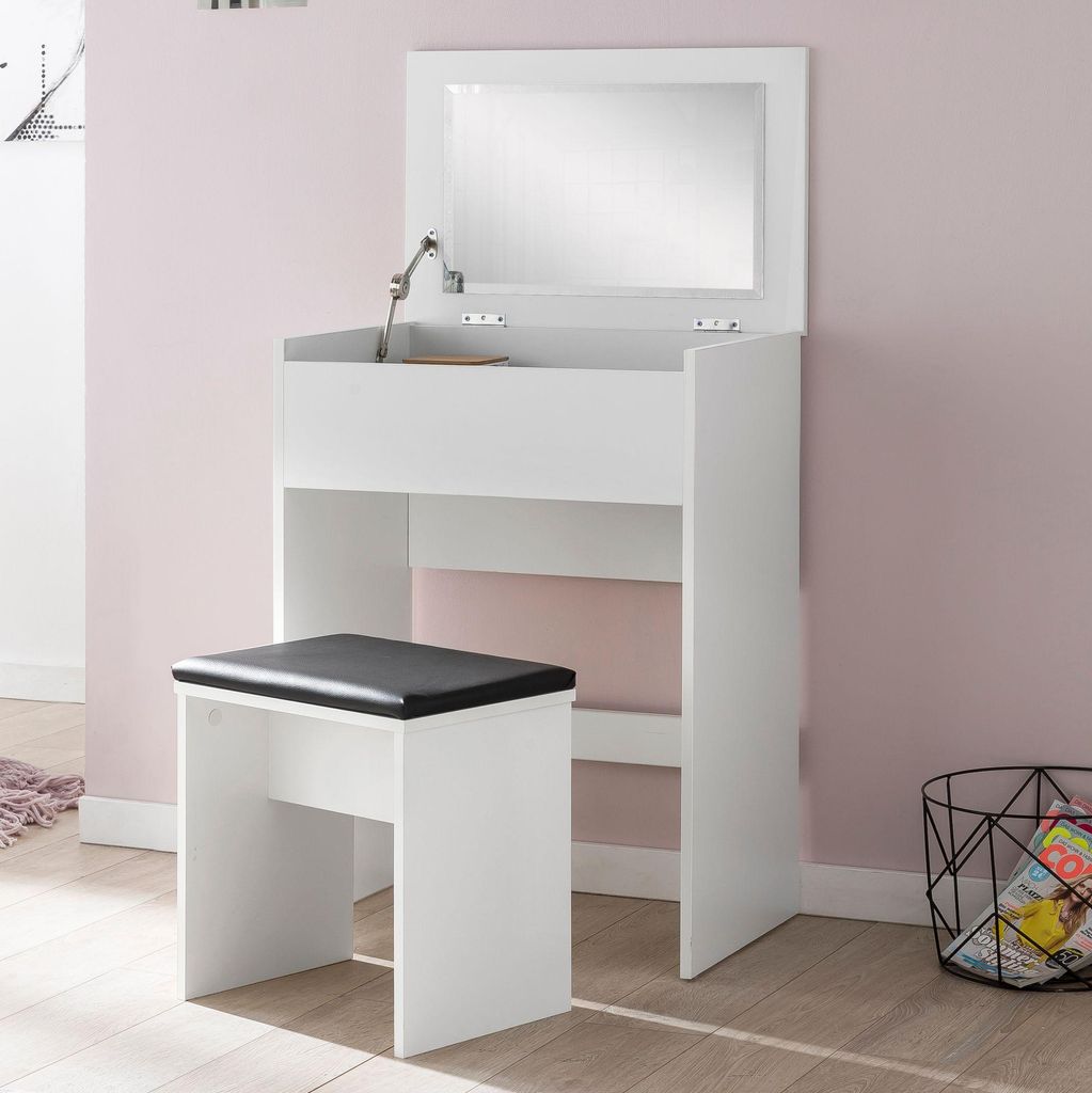 FineBuy Schminktisch FB51641 60x81x40 cm Weiß Konsolentisch Produktbild 