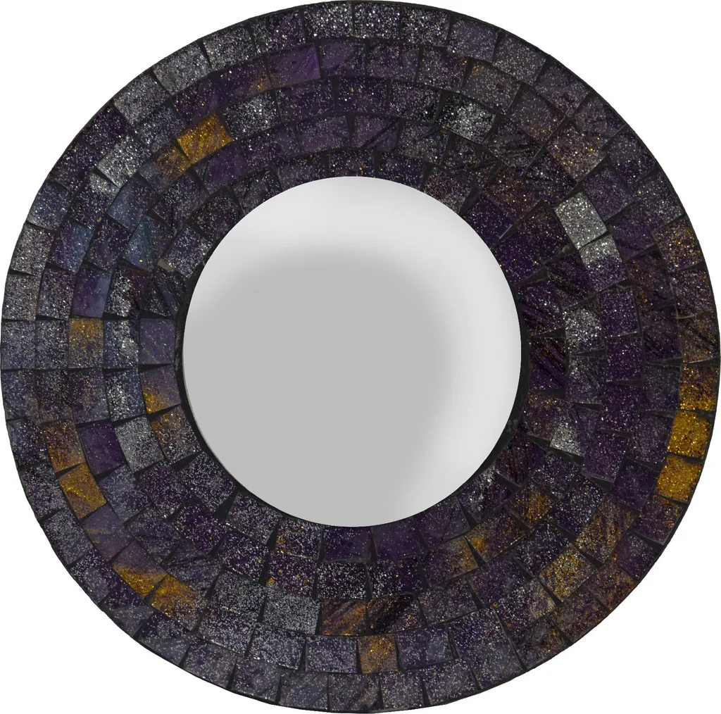 Specchio Rotondo Mosaico Viola Ø 20 cm - Decorazione Etnica Chic