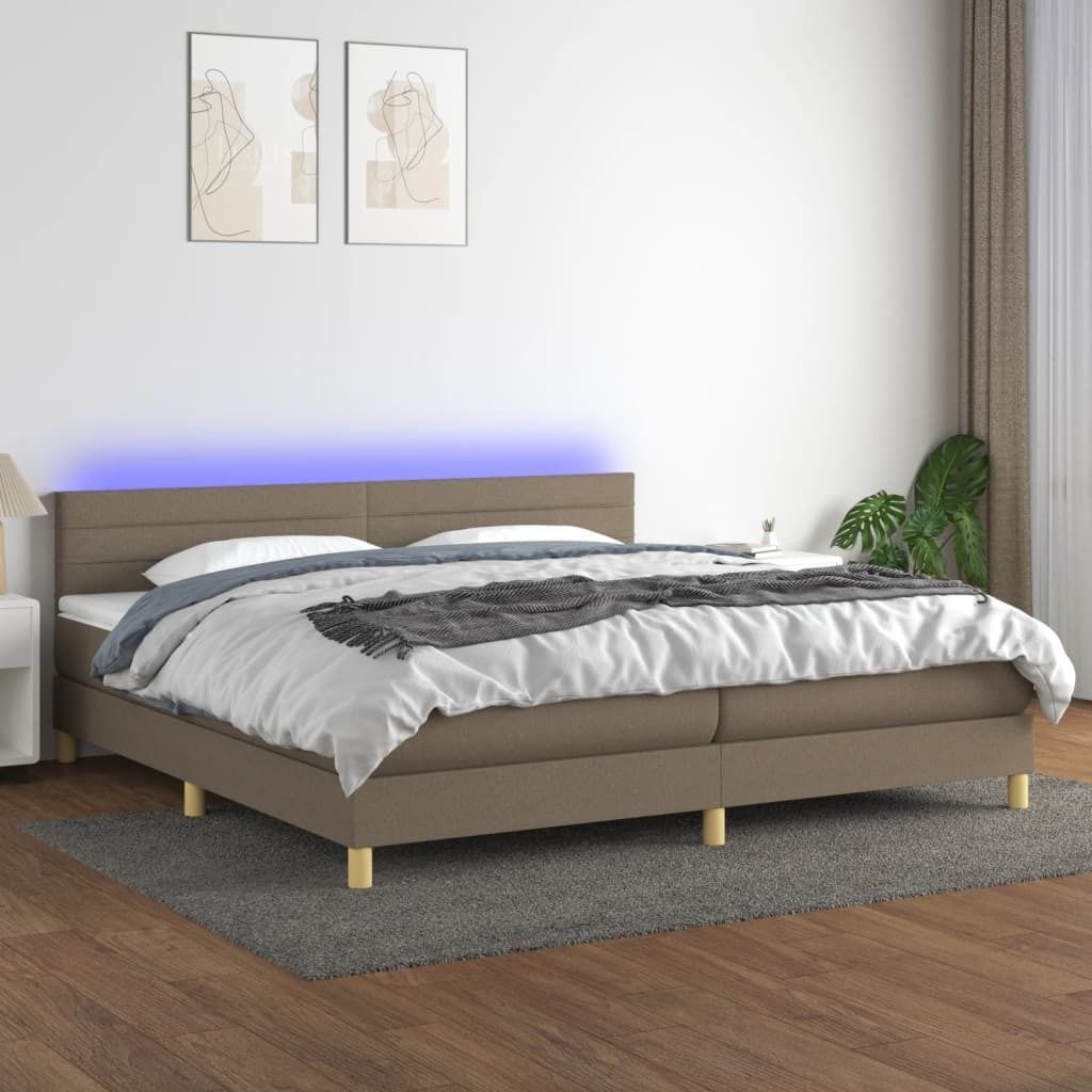 Ankonbej Boxspringbett mit Matratze & LED Taupe 200x200 cm Stoff
