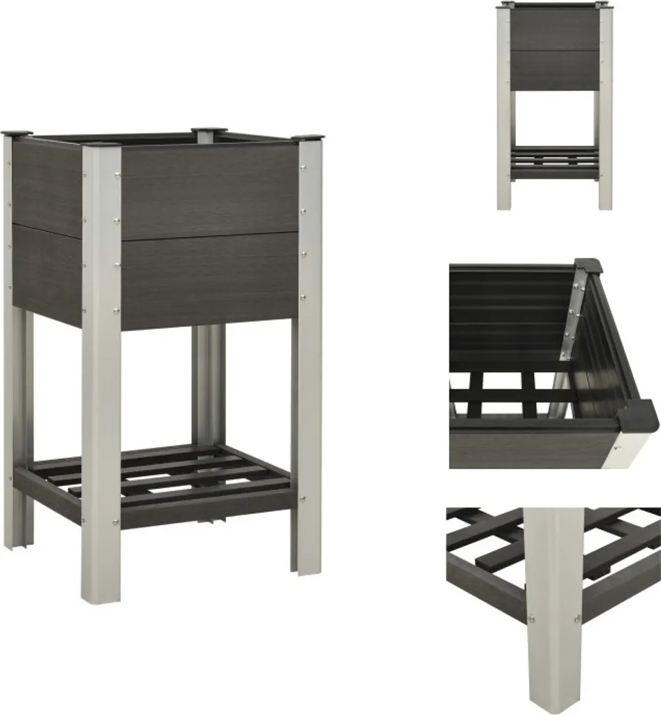 vidaXL Bac de jardin surélevé avec étagère 50x50x90 cm en WPC Gris