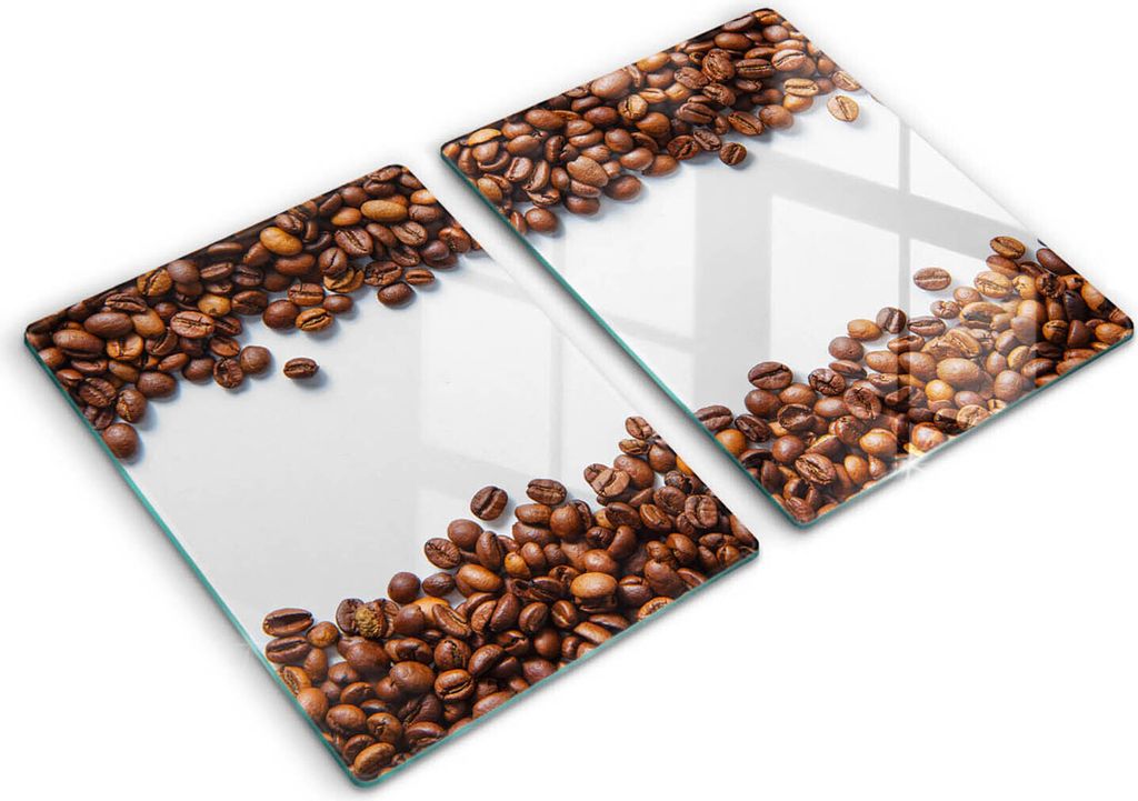 Glasschneideplatte - Herdabdeckplatte - 2x40x52 cm -Schneidebrett - Spritzschutz - Getreidekaffee