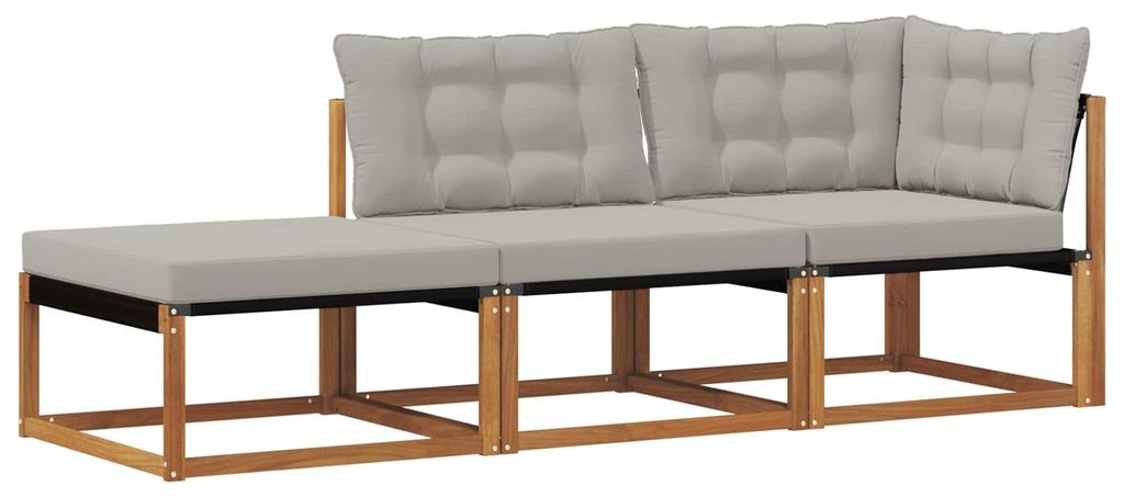 Saisonschlussverkauf -Sectional Sofa moderne - Balkonmöbel/Gartenlounge-Set - robust und langlebig - Einheiten 3 Stück Natürlich und Hellgrau - ...