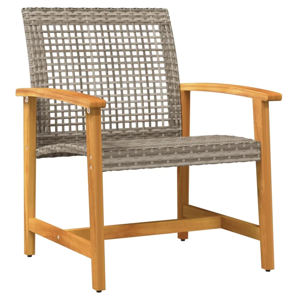 Ensemble de Balcon Gris Polyrotin et Acacia - Mobilier Robuste 3 pcs - 3