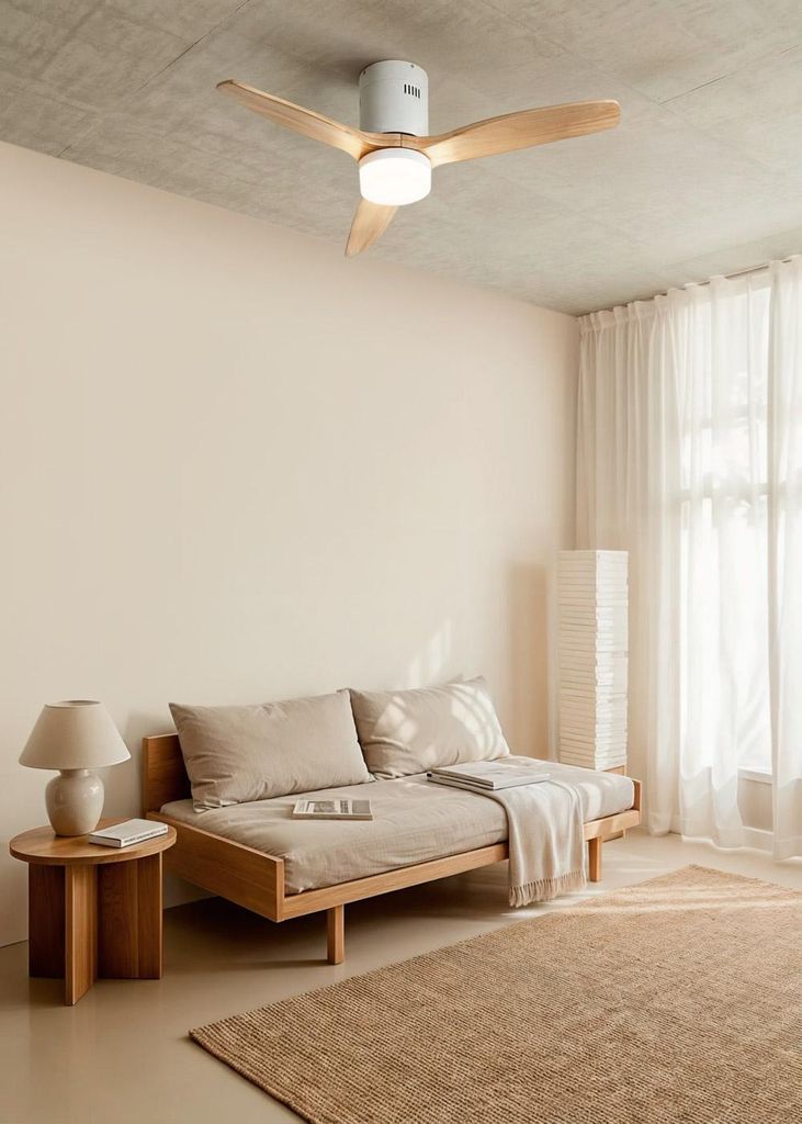 WIND CALM NATURAL WOOD - Leiser Deckenventilator 40W 100% Holz