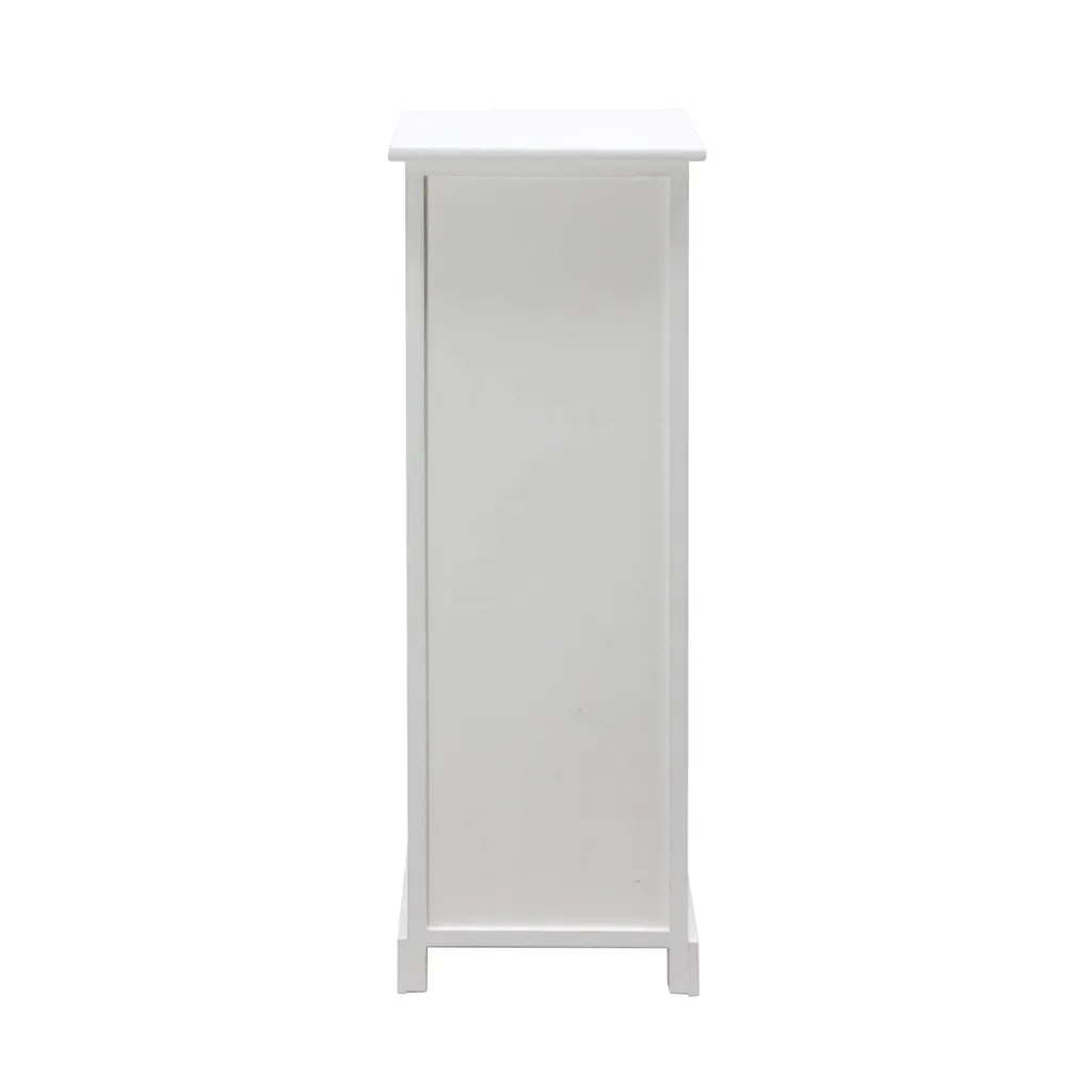 Commode fine bois 5 tiroirs gris et blanc avec façades décorées chic - 7