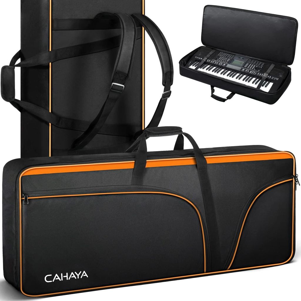 CAHAYA Tasche für Keyboard mit 61 Tasten für E-Piano, weich, tragbar, 600D Oxford-Gewebe, 12 mm dick, gepolsterte Tasche, Gig mit Seitengriffen