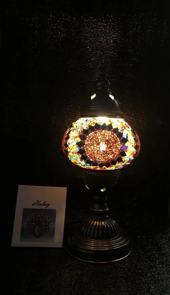 Lampe de Table Orientale Mosaïque - Veilleuse de Conte de Fées Multicolore