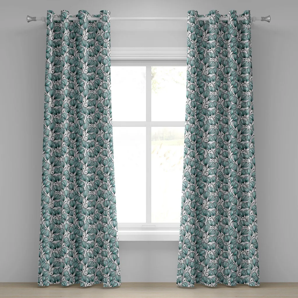 Rideau à œillets fleurs ABAKUHAUS 2 panneaux 280x245cm blanc écume