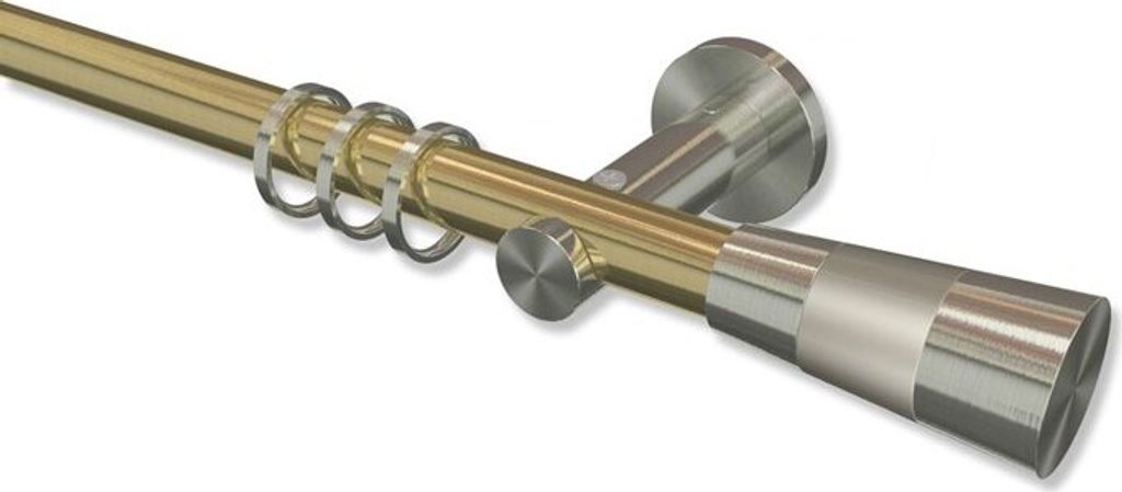 Interdeco Gardinenstange, Vorhangstange Messing-Optik / Edelstahl-Optik Modell Platon Tanara, 20 mm Ø 1-läufig, 100 cm