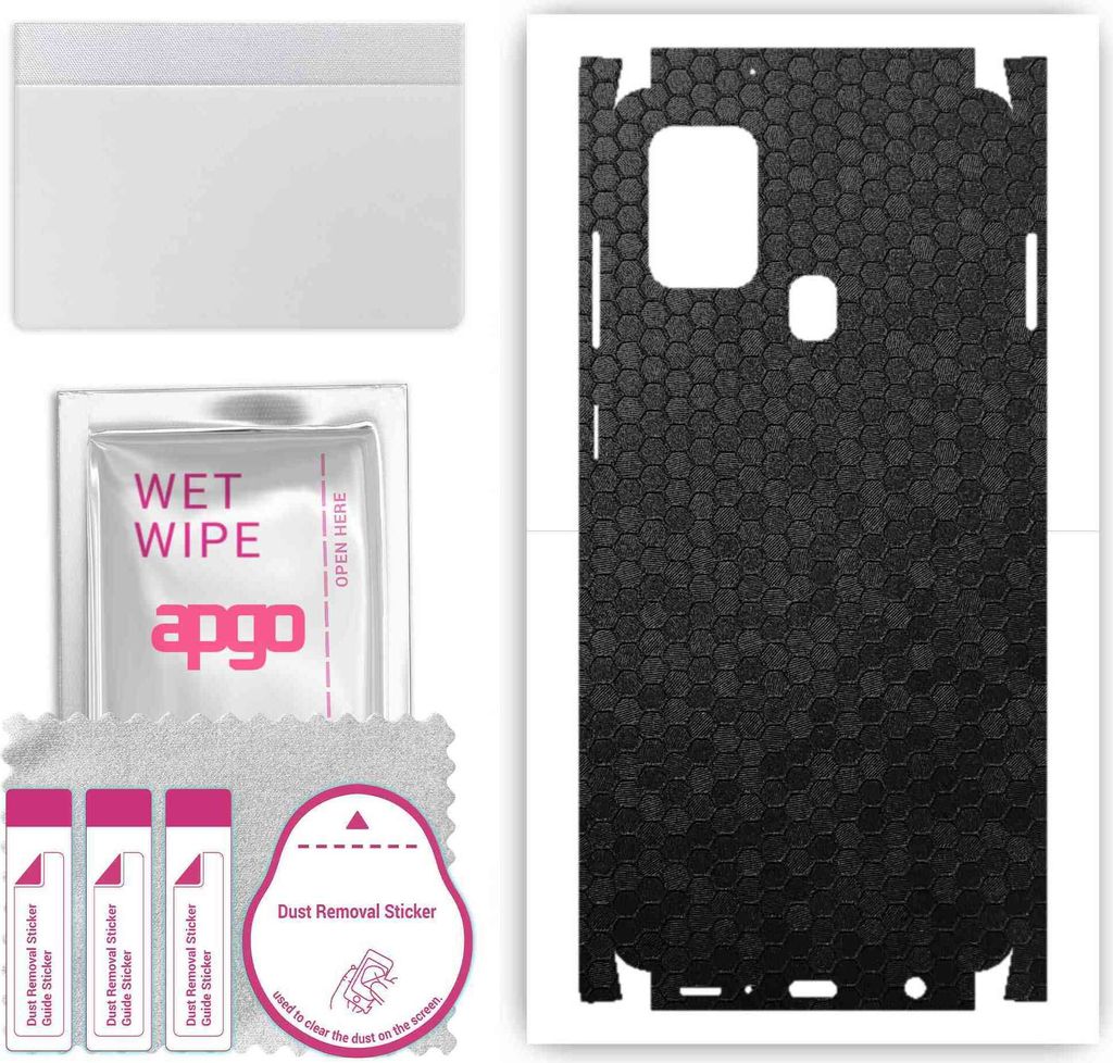 apgo Rückseite + Seiten Schutzfolie, Skin, kompatibel mit Samsung Galaxy A21s, Hinten Displayschutzfolie aus Vinylfolie, kratzfest, einfache Monta...