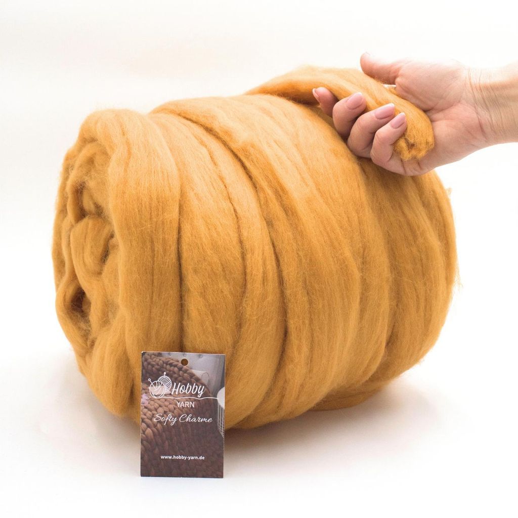 Hobby YARN - Softy Charme – 100% Schurwolle, 1kg, XXL Merino Filzwolle, extra dickes Filzgarn zum Trocken- & Nassfilzen 47429 Autumn Maple