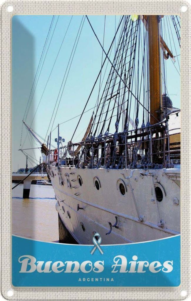 vianmo Blechschild 18x12 cm Buenos Aires Argentinien Schiff Bildmotiv Reisemotiv Abenteuer Reisen