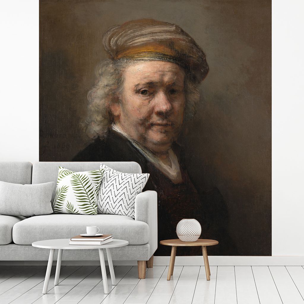 MuchoWow Fototapete für Wohnzimmer oder Schlafzimmer Wandtapete Vinyl Motivtapete Selbstbildnis - Gemälde von Rembrandt van Rijn - 240x260 cm -...