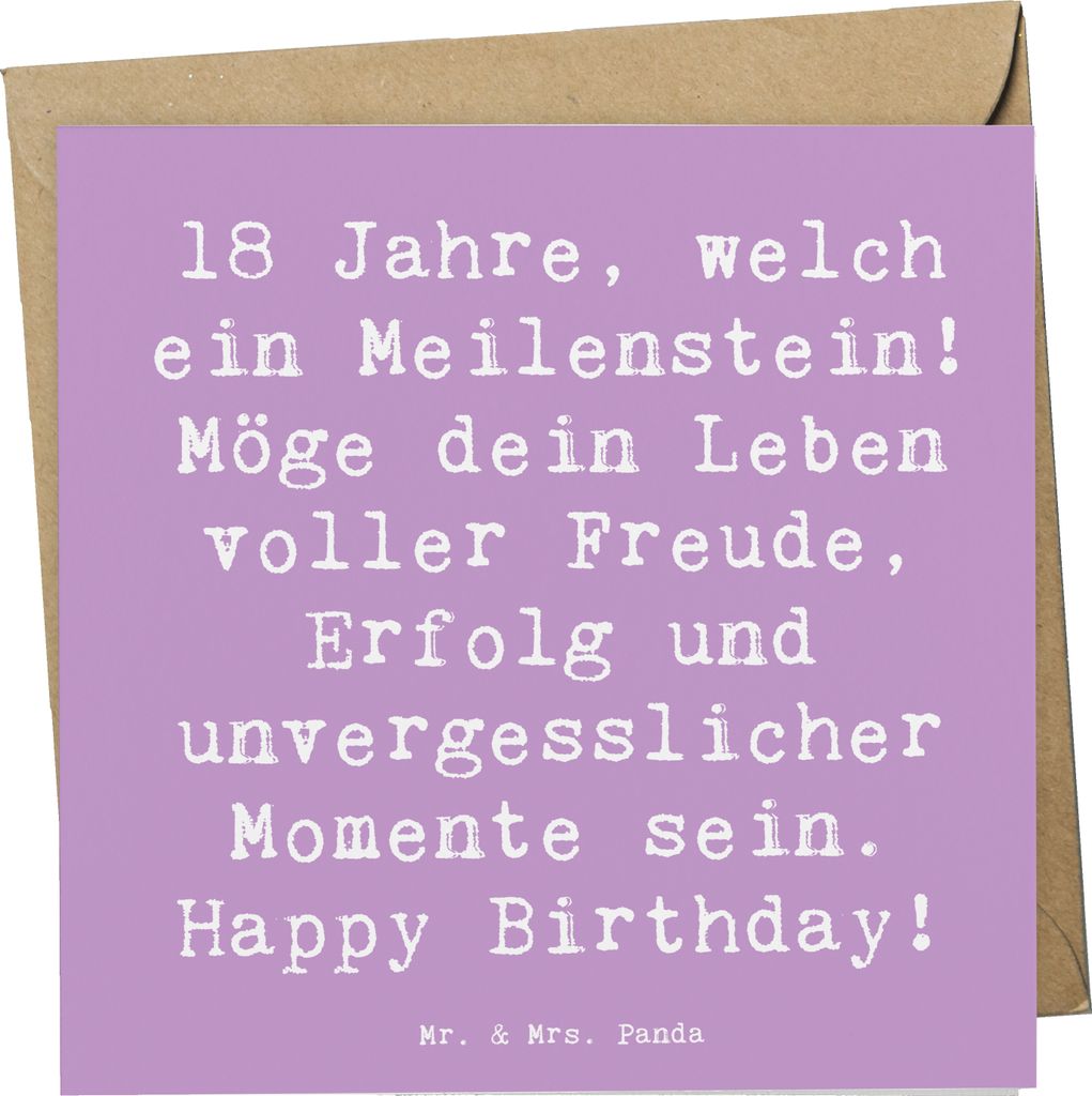 Mr. & Mrs. Panda Grußkarte Spruch 18. Geburtstag Meilenstein - Lavendeltraum - Geschenk, faltkarte, Klappkarte, Alter, anlasskarte, Happy Birthday...