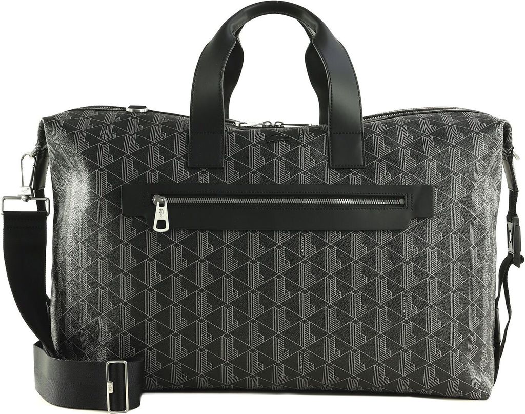 LACOSTE Reisetasche The Blend Weekender Monogram Noir Gris schwarz