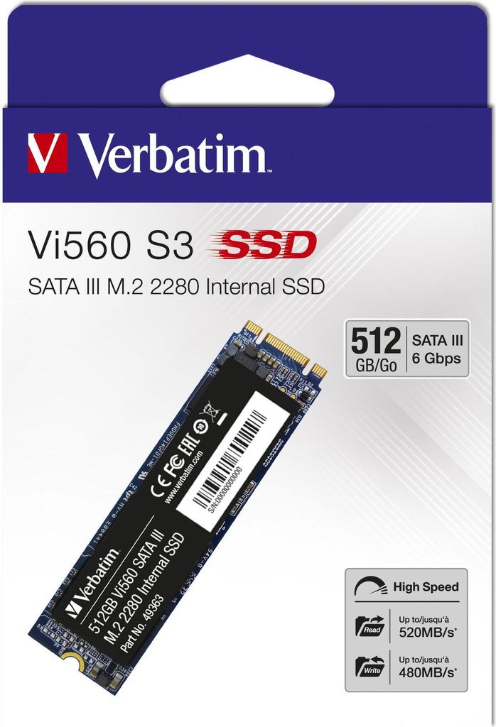 Verbatim Vi560 S3 M.2 SSD-Laufwerk 512 GB, 512 GB, M.2, 520 Produktbild 