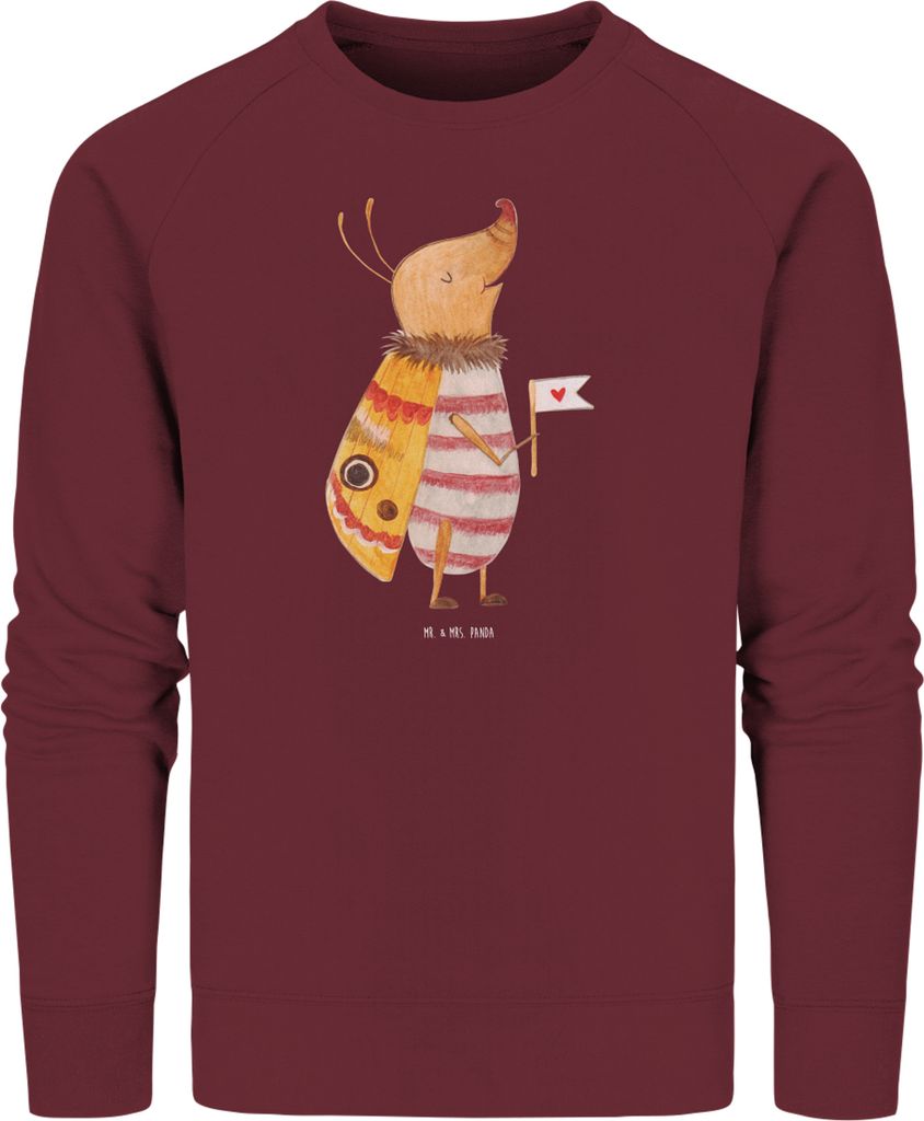 Mr. & Mrs. Panda Baumwoll Pullover Nachtfalter Fähnchen Größe L - Burgundy - Geschenk, Niedlich, Lustige Sprüche, Spruch Lustig, Sweater, Käfe...