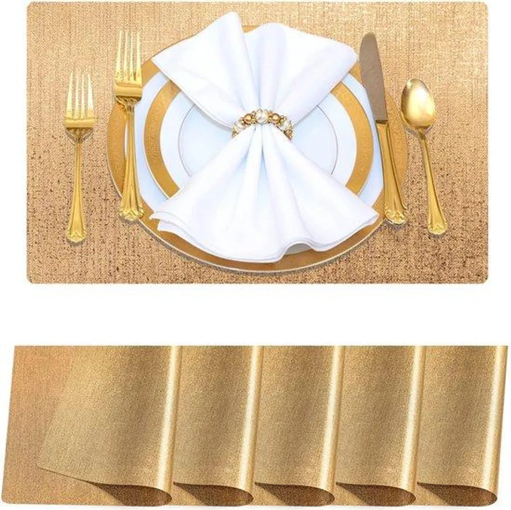 Set de table antidérapant et isolant vert lot de 6 PVC réversible 30x45