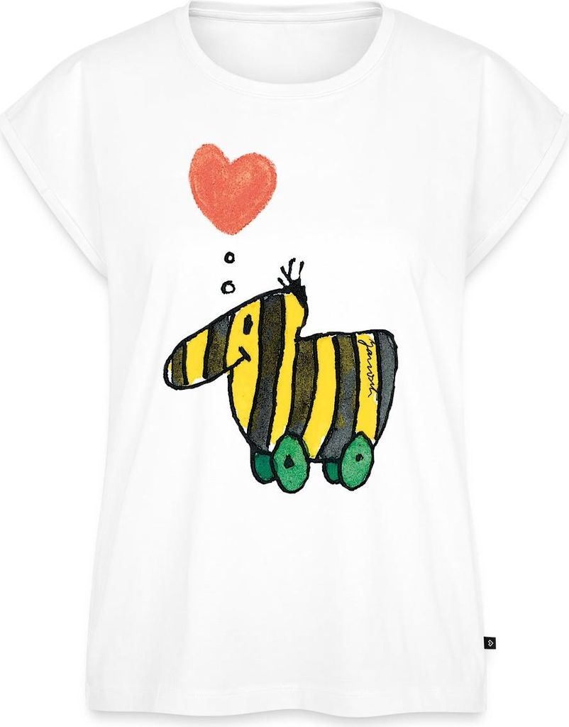 Spreadshirt Janosch Große Tigerente Mit Herz Liebe Frauen Casual T-Shirt, M, Weiß