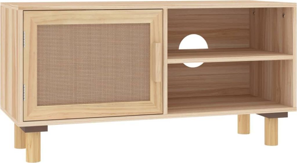 vidaXL TV-Schrank Braun 80x30x40 cm Massivholz Kiefer und Produktbild 