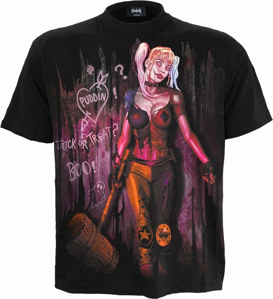 Harley Quinn - "Trick Or Treat" T-Shirt für Herren/Damen Uni HE2425 (M) (Schwarz)
