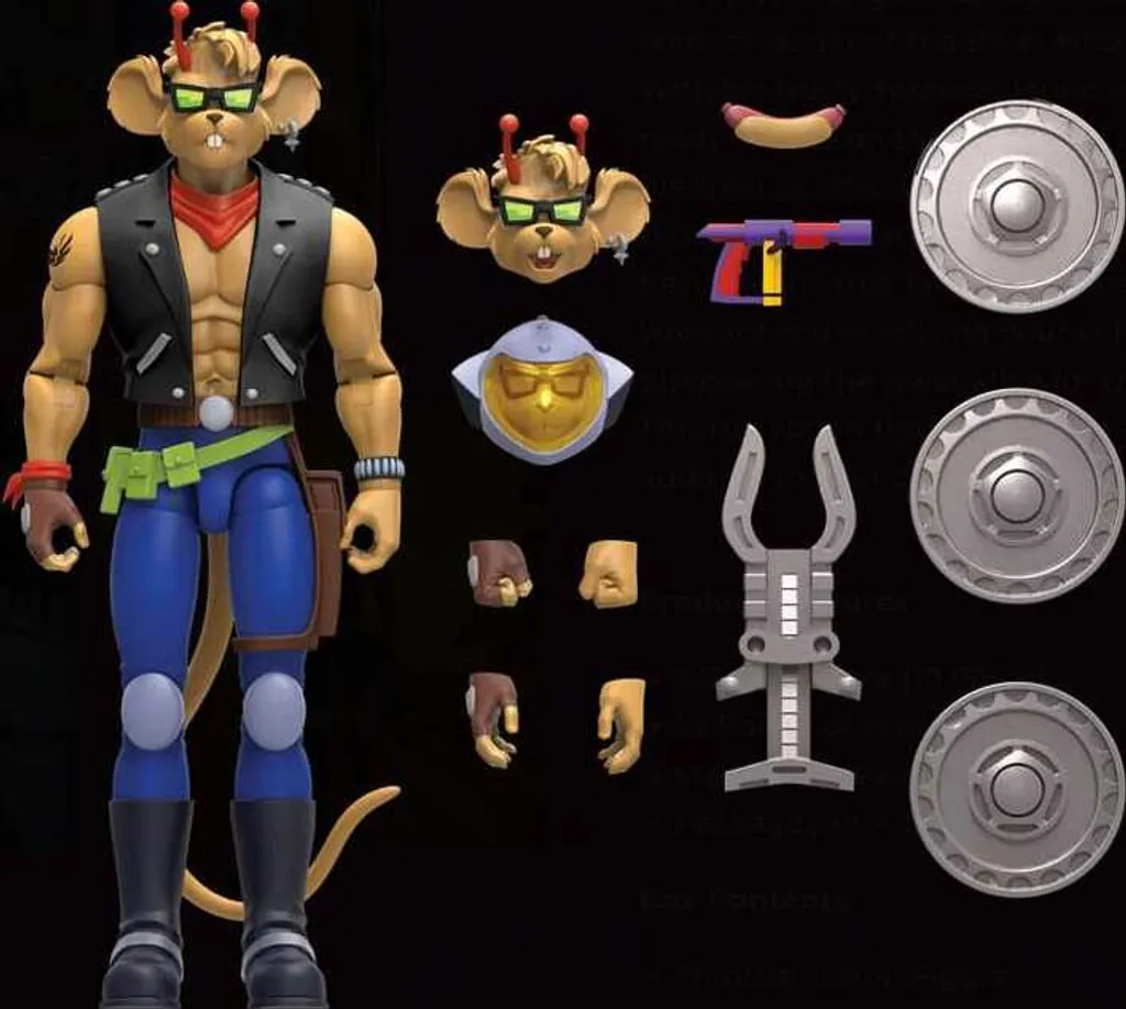 Figurine Biker Mice Throttle avec accessoires interchangeables - 6
