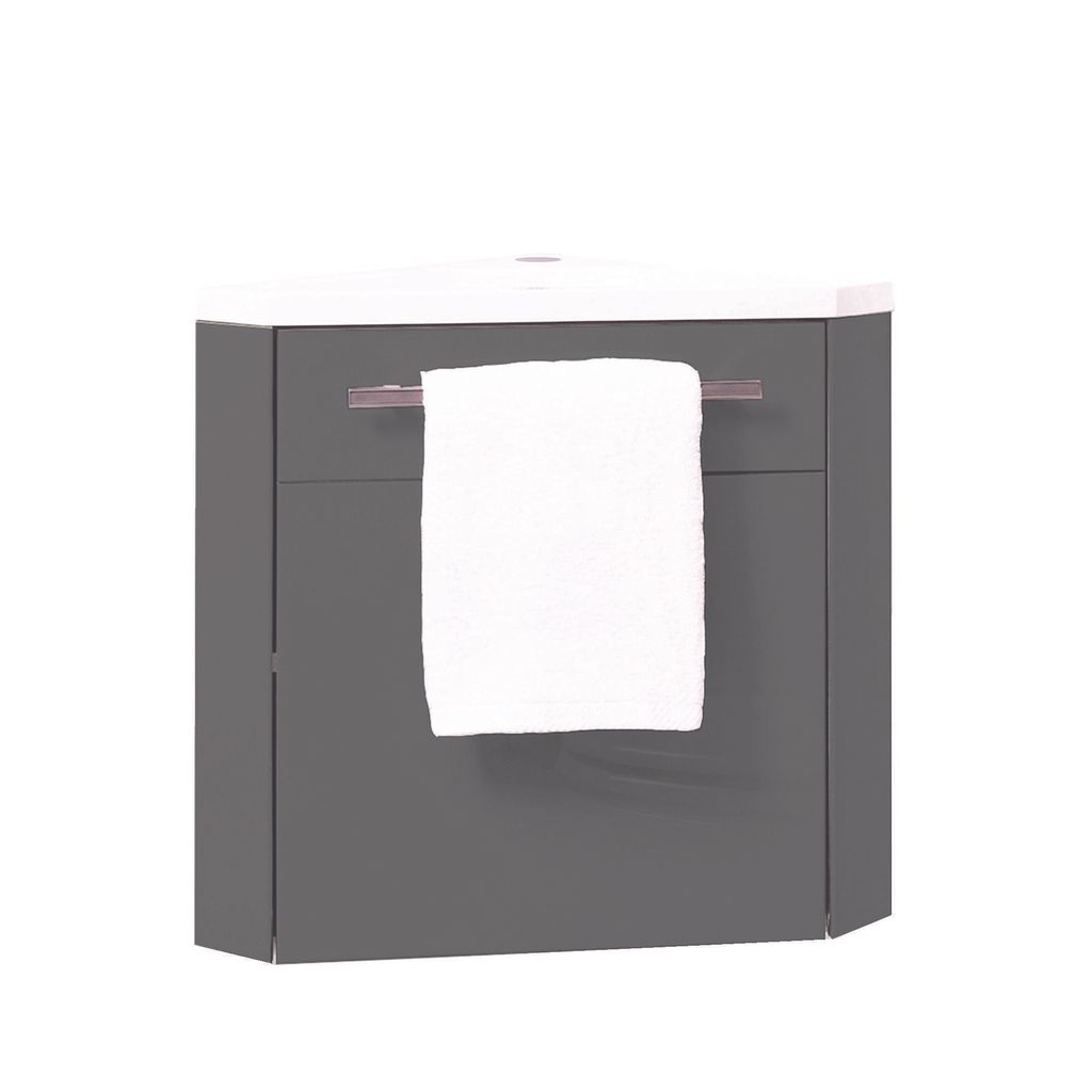 ONDEE ZEN – Eck-Handwaschbecken NINO – 53 cm – Grau – Lackiert – Wird als Bausatz geliefert