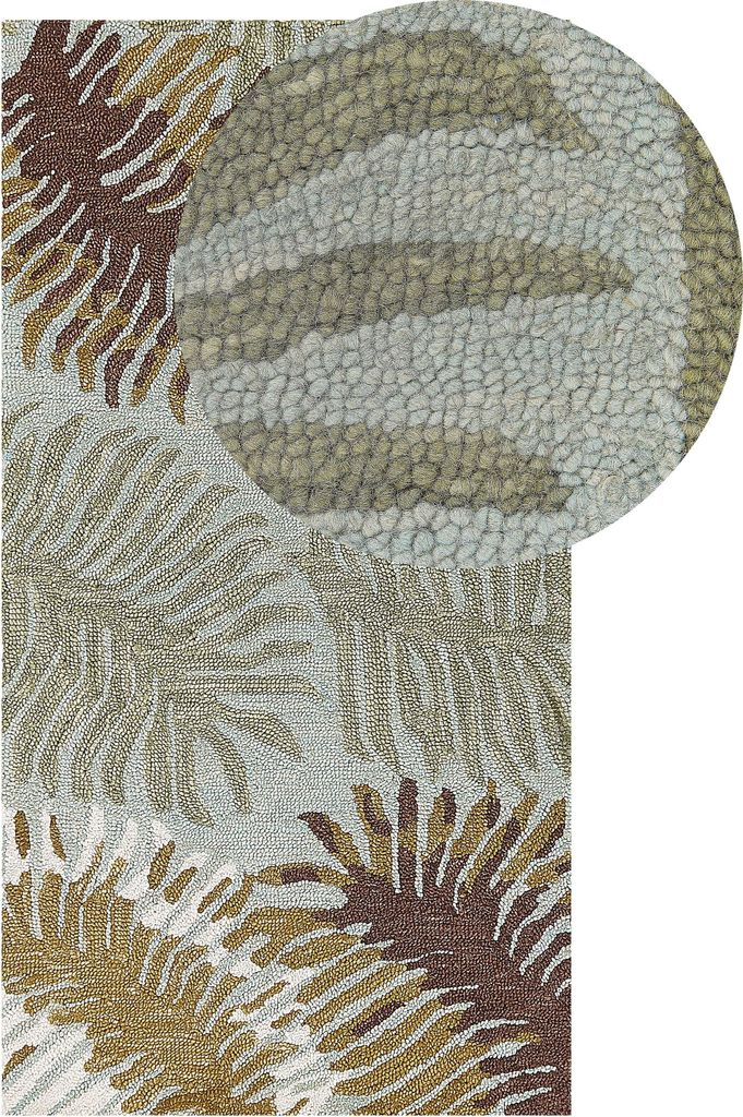 BELIANI Läufer Mehrfarbig Wolle 80 x 150 cm Kurzflor Pflanzenmuster Teppich Rechteckig Rustikal Boho für Wohnzimmer Schlafzimmer Esszimmer Flur D...