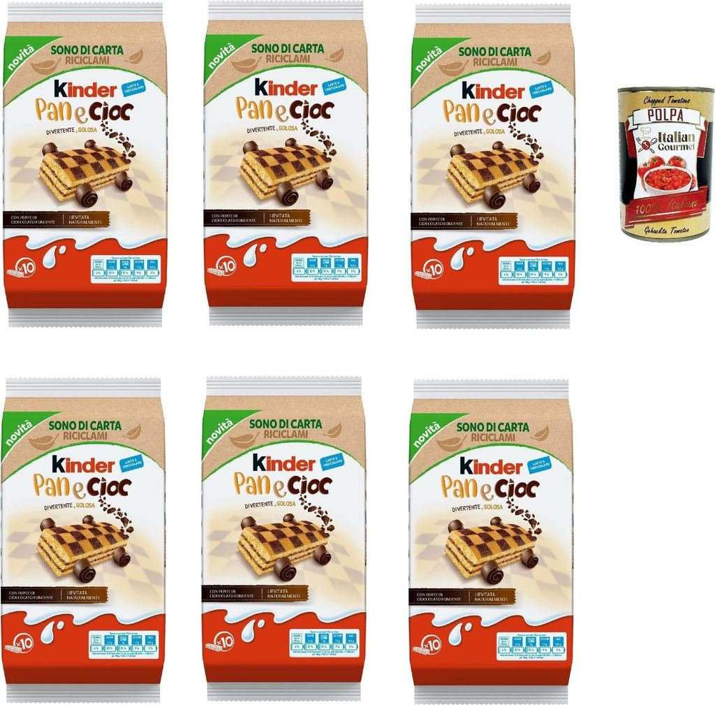 Kinder Ferrero panecioc Kuchen mit mit Kakao- und Schokostückchen kekse riegel cookies 6x 290g + Italian Gourmet polpa 400g
