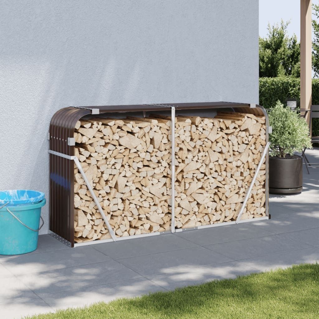 "2026 MODERNE"Kaminholzunterstand - elegantes Design - Feuerholzregal/Kaminholzregal - Braun 180x45x100cm Verzinkter Stahl Promotion957829 - Kaminh...