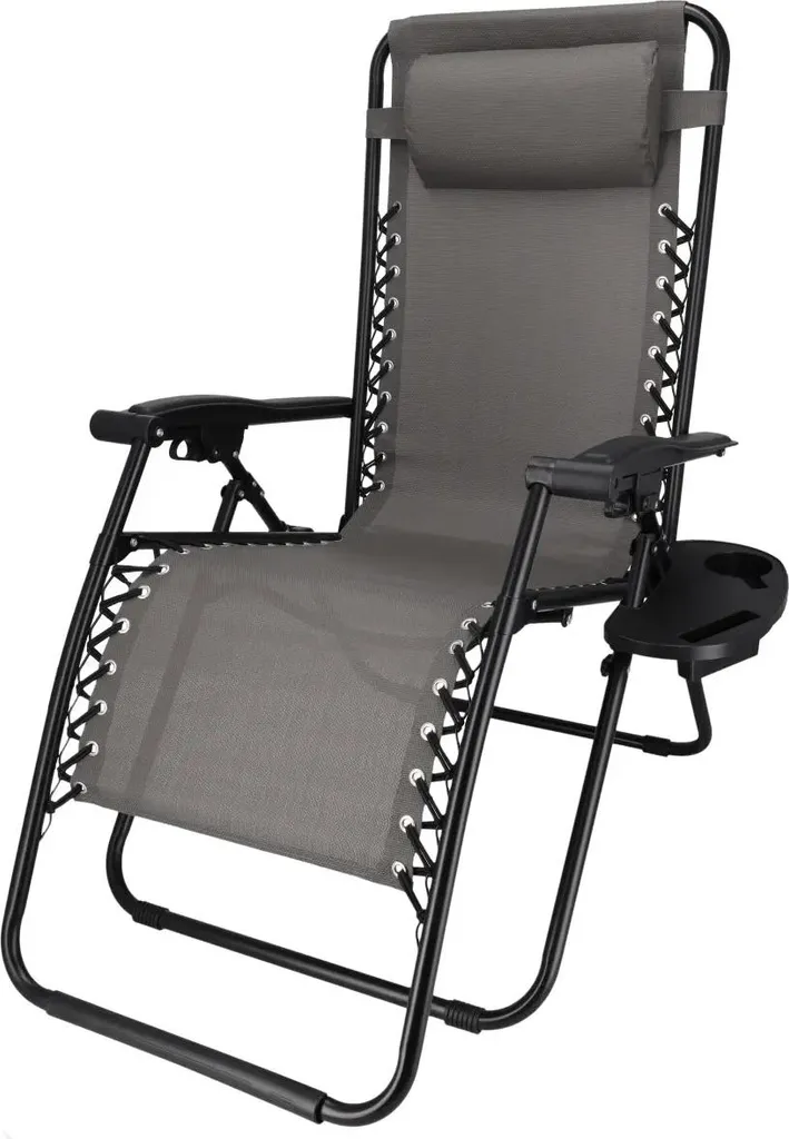 Transat de Jardin Zéro Gravité Dedra Fauteuil Relax Multiposition Gris