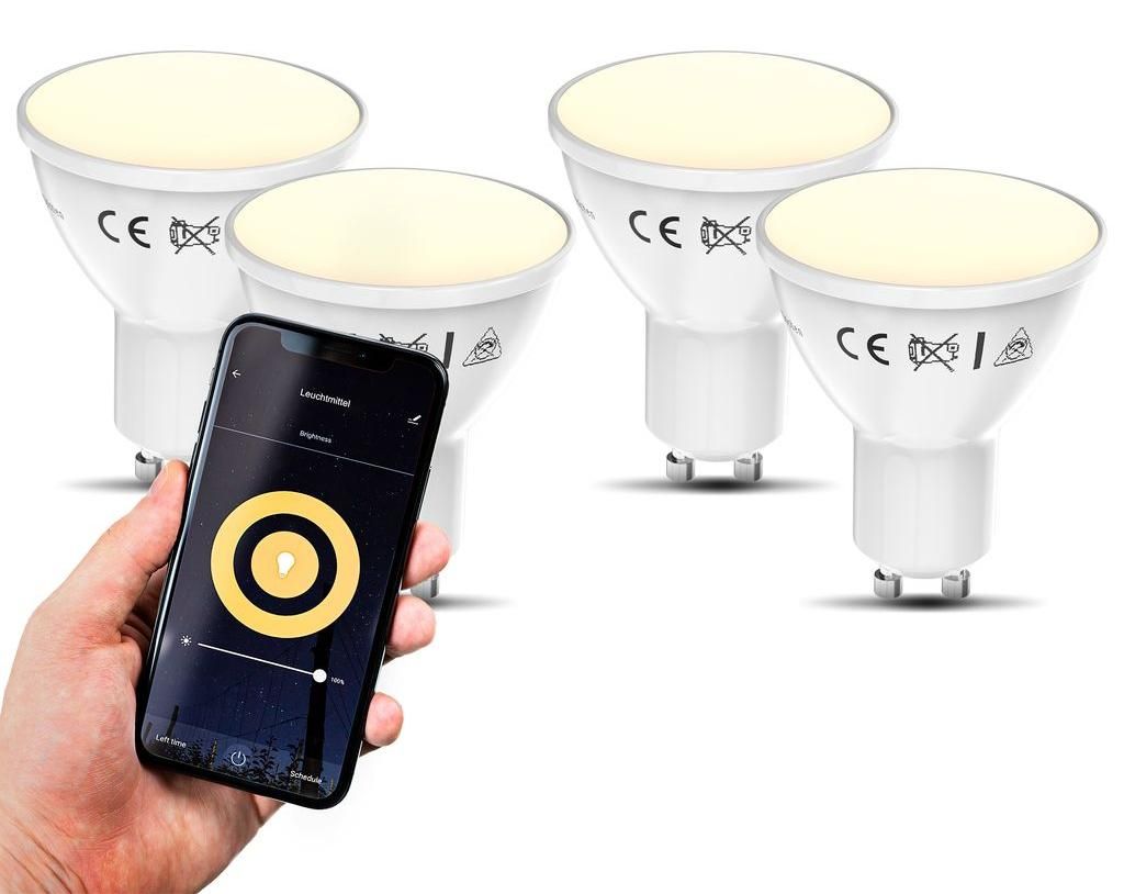 Lot de 4 ampoules LED connectées GU10 compatibles Alexa et Image du produit 