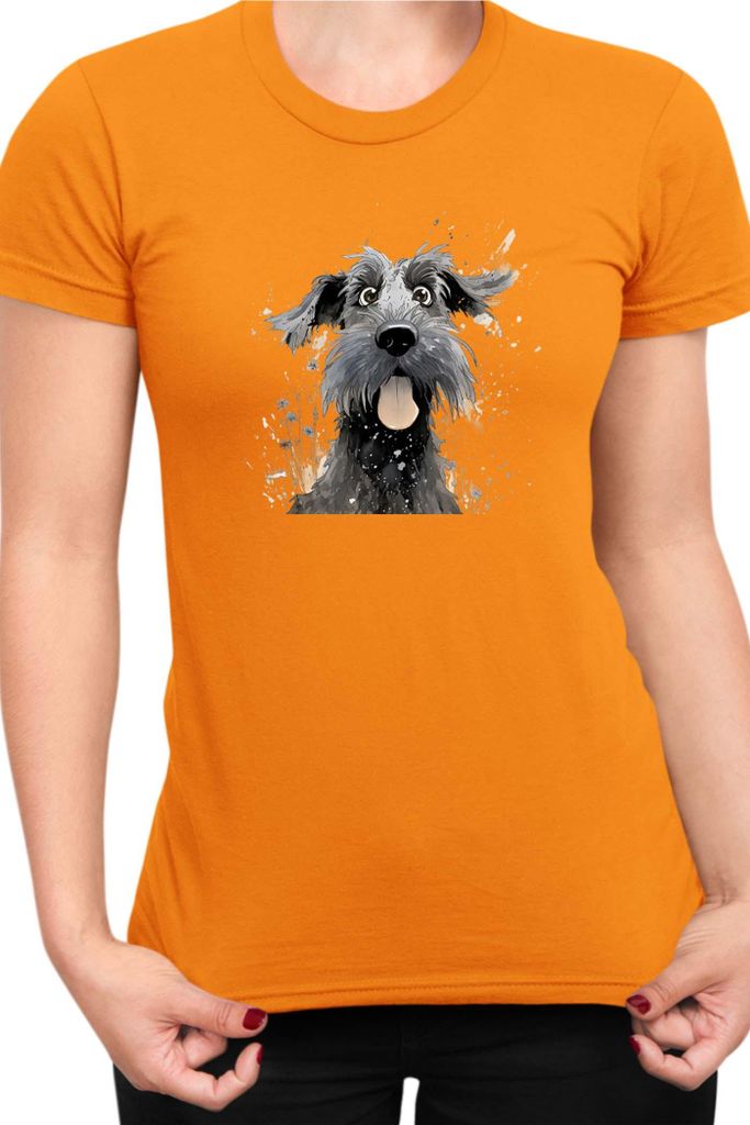Damen T-Shirt Funny Dogs Breeds Giant Schnauzer Dog Breed, Lady XS / Orange