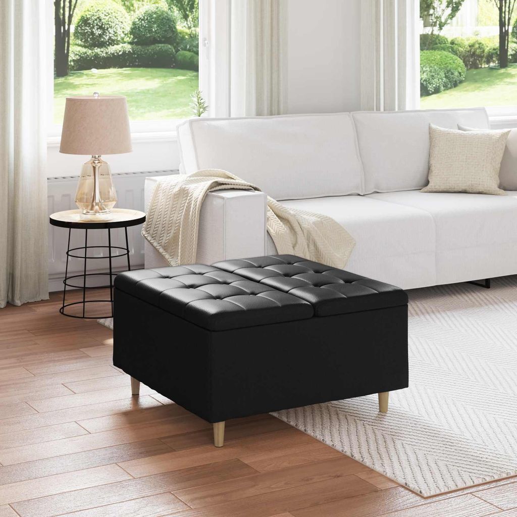 "WINTER SALE"Aufbewahrungsottomane - elegante Design - Schlafzimmerbank/Sitzhocker - Schwarz 80x80x45cm Kunstleder - Barhocker DE5898255