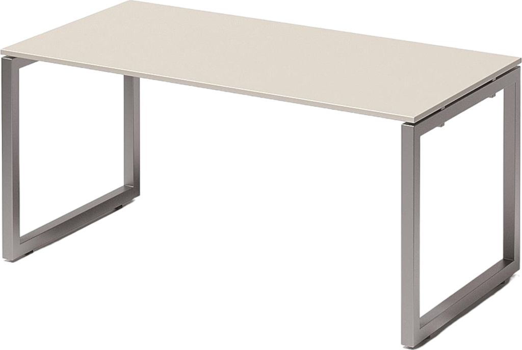 Bisley Cito Schreibtisch O-Gestell fixiert - Gestell: Silber, Größe: 160 x 80 cm, Nachbildung: Grauweiß