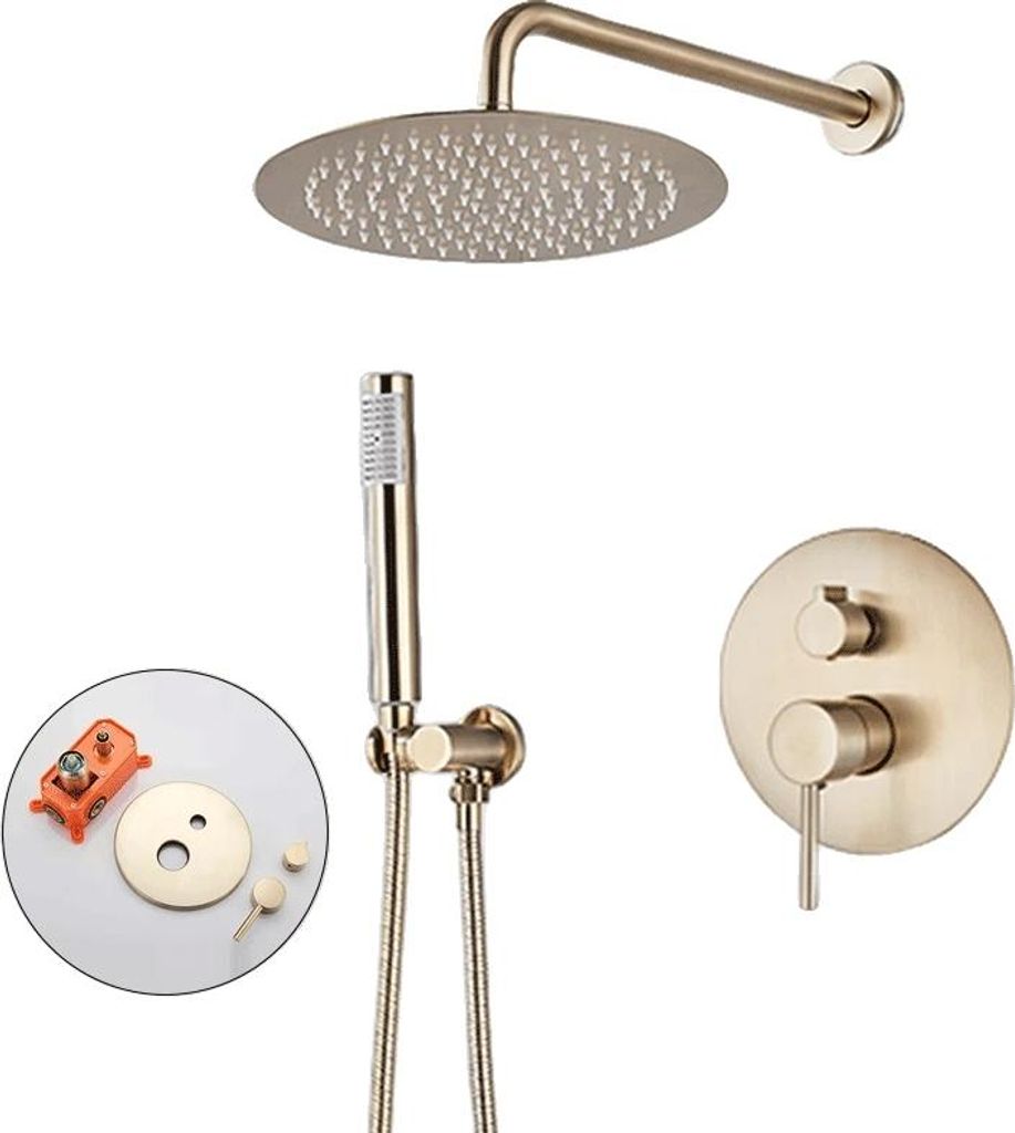 Duscharmatur Set, Wandmontage, Messingmaterial, Elegantes Design, 2-Wege 30 cm