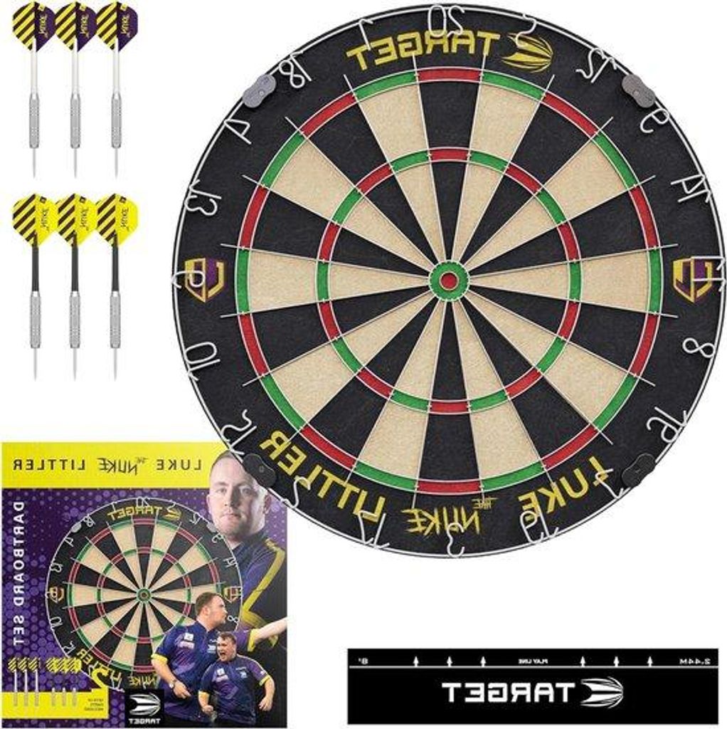 Dartbrett-Set mit Stahl-Darts und Werfen-Linie | Spieler-Edition | Profi-Ausstattung & Zubehör